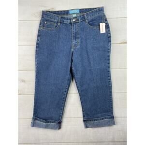 Dressbarn Jeanbay Jeans Women's 14W Capri Cuff Bottom Stretch Denim Y2K 90s NWT